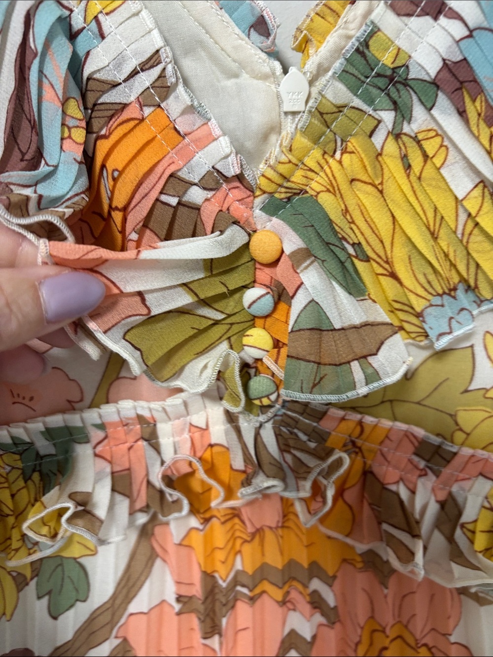 Sezane NWT Pleated Floral Ruffle Midi Dress. Rachelle Dress in Boho 70s print - Picture 6 of 12